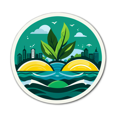 绿色城市与清洁海洋主题贴纸