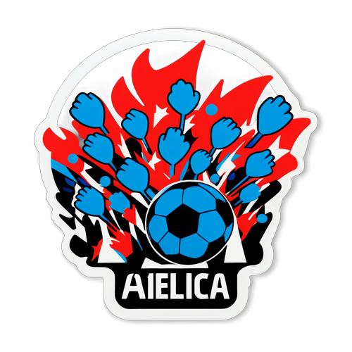 Sticker Colorido de Aficionados en un Partido de Fútbol