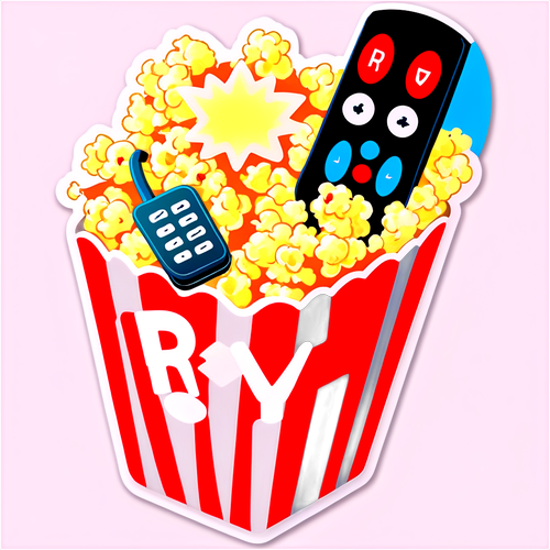 Malikhain na Sticker ng Popcorn na may TV Remote