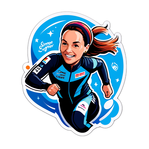 Eine dynamische Aufkleber von Simone Lugner in Aktion