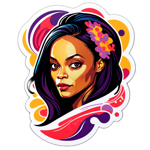 Autocollant avec une illustration abstraite de Zoe Saldana