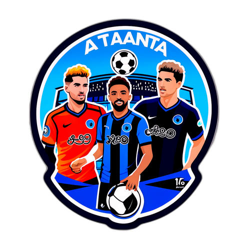 Thiết kế sticker của Atalanta với các cầu thủ và khung cảnh sân vận động sống động