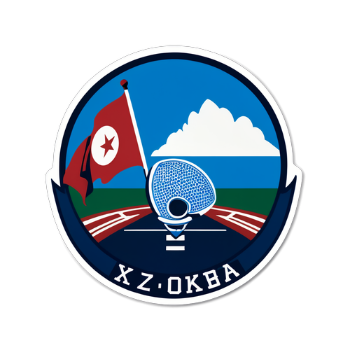 Dynamic Sport Emblem with North Korean Flag