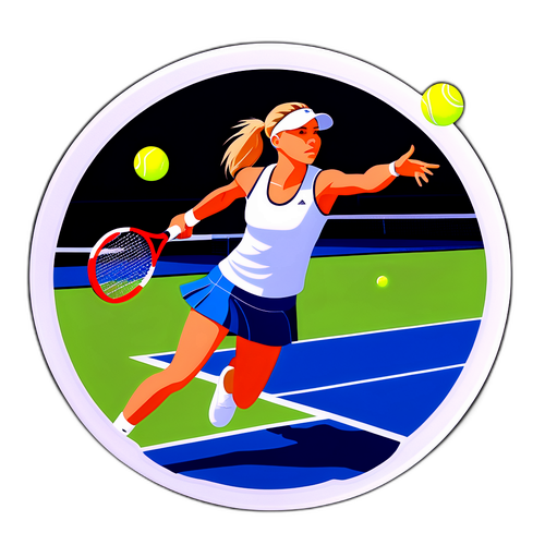 Autocolant cu teren de tenis și minge în aer