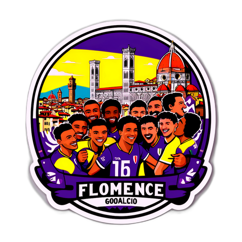 Florența și echipa Fiorentina sărbătorind un gol