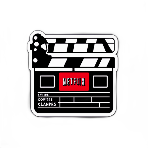 Мінімалістичний наліпка зі знайомим логотипом Netflix з ретро-елементами