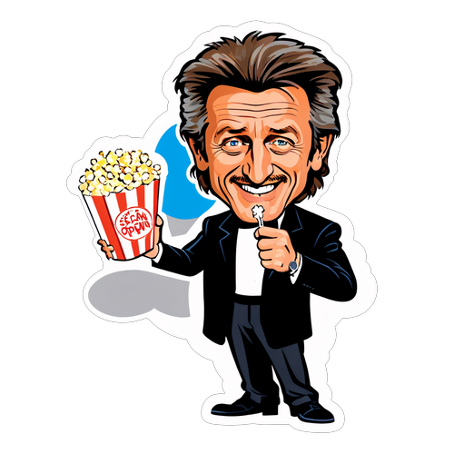 Een leuke karikatuur van Sean Penn met een Oscar