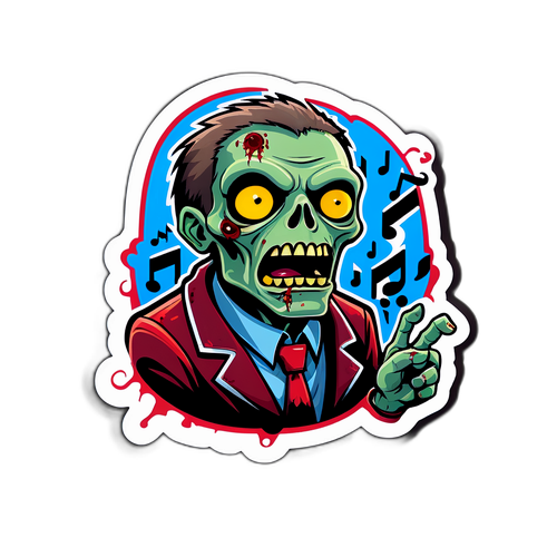 สติ๊กเกอร์ดนตรีที่มีบรรยากาศของมหาวิทยาลัยซอมบี้