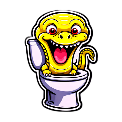 Sticker Pythons Lucu dalam Tandas