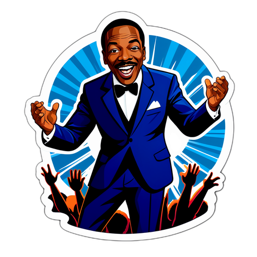 Sjov klistermærke af Eddie Murphy i stand-up komediestil