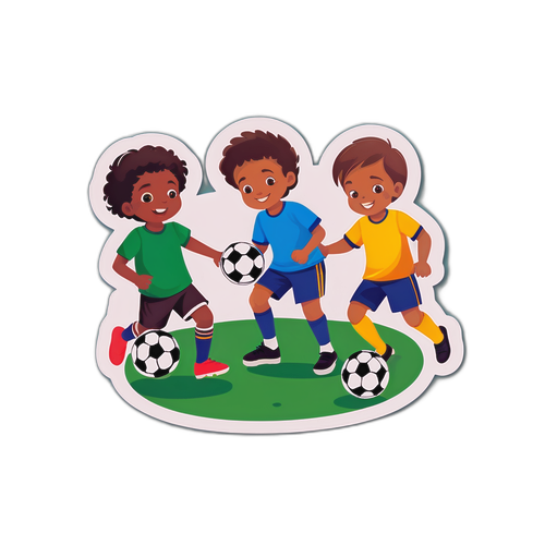 축구공을 가지고 노는 아이들