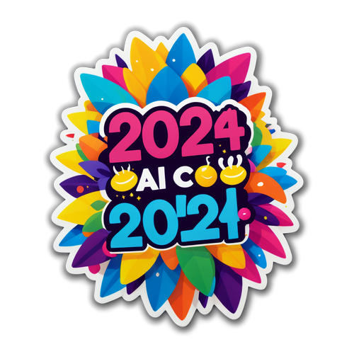 Stiker Cheerful Hari Tahun Baru 2024