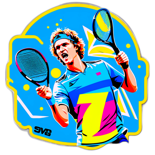 즈베레프와 그의 맞춤형 라켓 모습