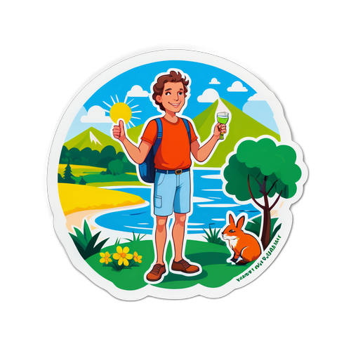 Sticker van Laurent Voulzy viert de vertegenwoordigers van de natuur met een zomerlandschap