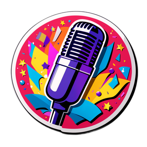 Sticker cu microfon pentru competiții de talent