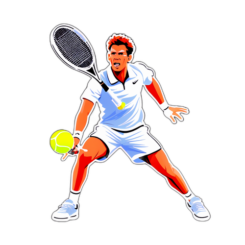 Actiongeladenes Aufkleber von Tallon Griekspoor beim Tennis-Serve