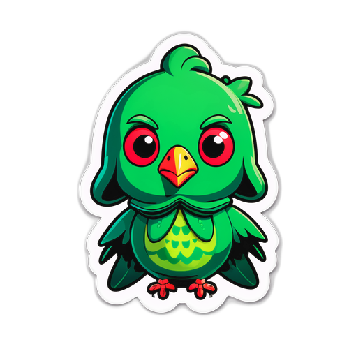 Un pájaro verde disfrazado de Juego del Calamar