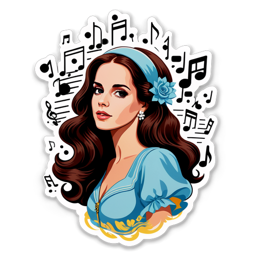 Lana Del Rey Unveiled: A Dreamy World of Music Notes and Vintage Magic!