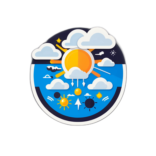 天気予報アイコンを利用したインフォグラフィックスタイルのステッカー