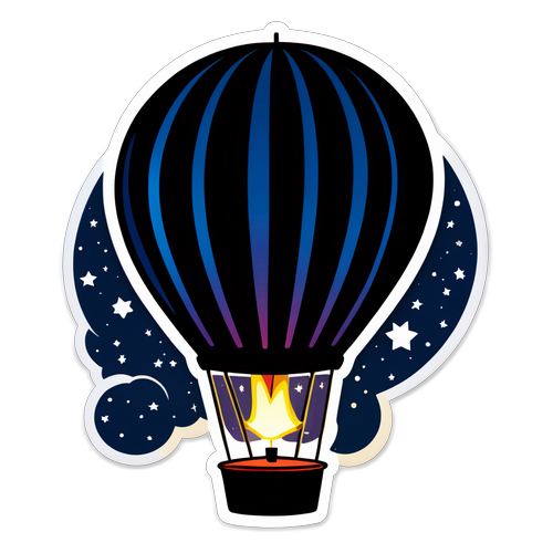 飛行熱氣球在星空下