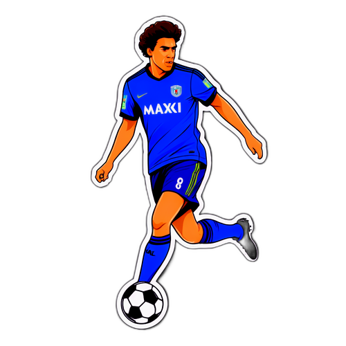 Dibujo de un jugador de fútbol en acción 'Maxi Salas'
