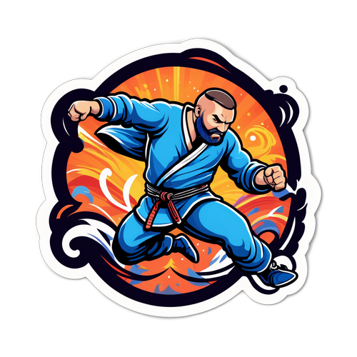 Autocollant pour Reinier de Ridder avec éléments de grappling et motifs artistiques modernes