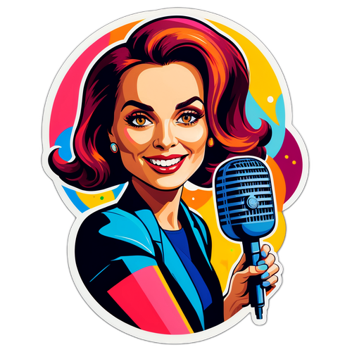 Stylizovaný portrét Lucie Výborné s mikrofonem