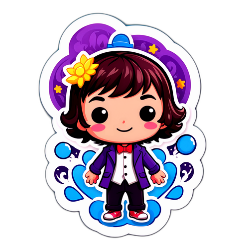 Autocolant cu un personaj jucăuș inspirat de Ashton Hall