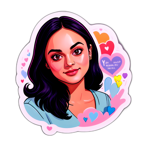 Sticker ni Camila Mendes na may mga Puso at Mga Sipi