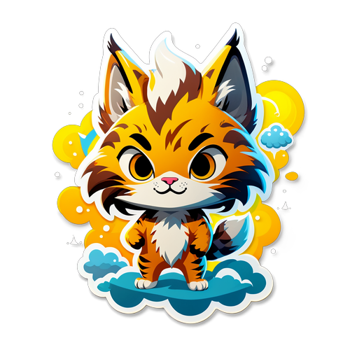 Cute Cartoon Lynx vs Storm Cloud
