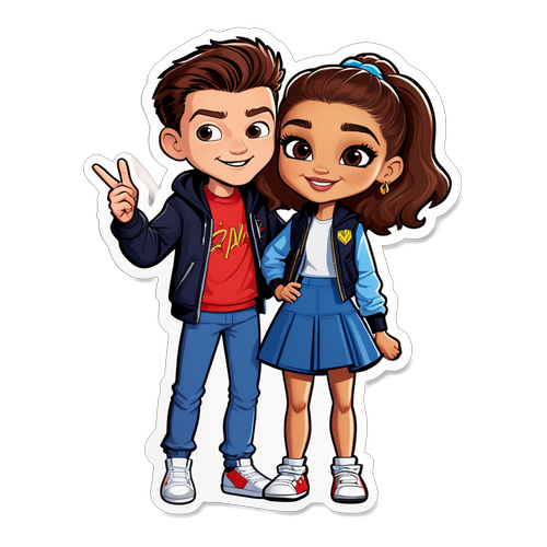 Sticker Kartun Zendaya dan Tom Holland