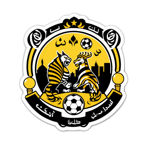 A sticker cu o reprezentare artistică a meciului între Al Ittihad și Al-Okhdood Club