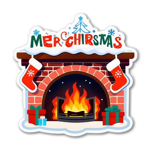 Stiker Krismas Perapian Cozy