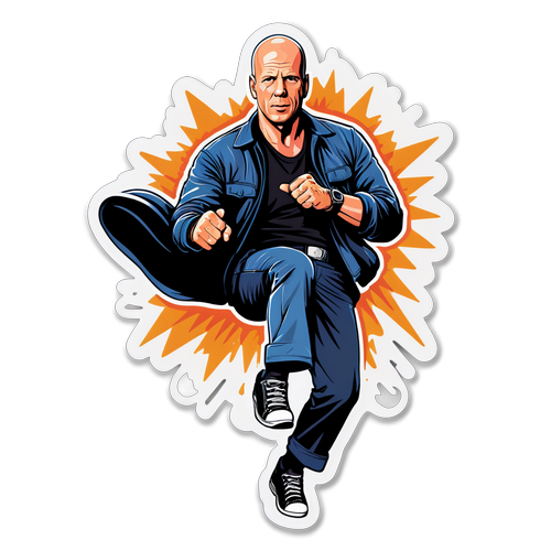 Den Ultimative Bruce Willis Sticker: Oplev Ikonisk Action i Vintage Stil!