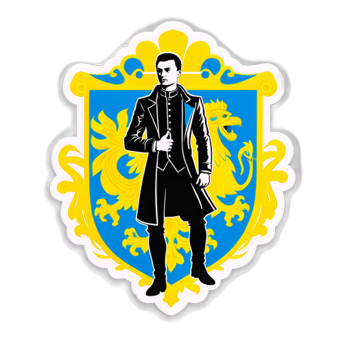 Силует Дмитра Козака з гербом України
