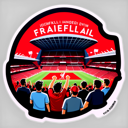 Sticker med Anfield Stadion og Entusiastiske Fans