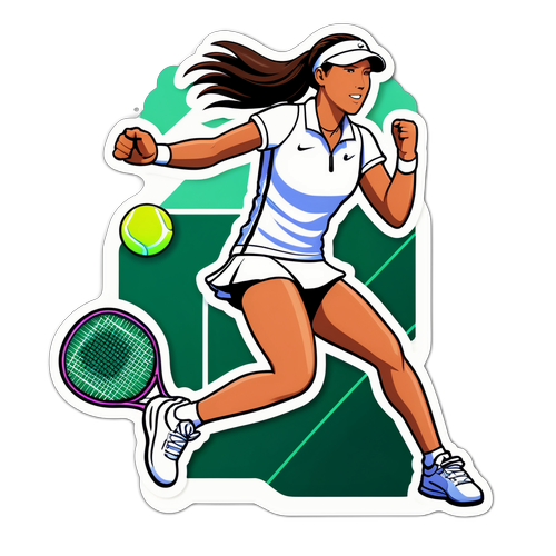 Powerful Tennis Player Sticker