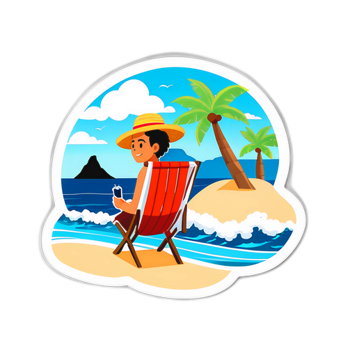 グアムのビーチでリラックスするキャラクター