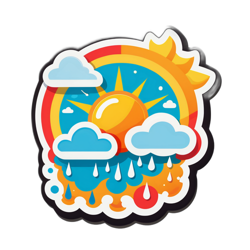 Weer Sticker met Zonnig, Bewolkt en Regenachtig Rapport