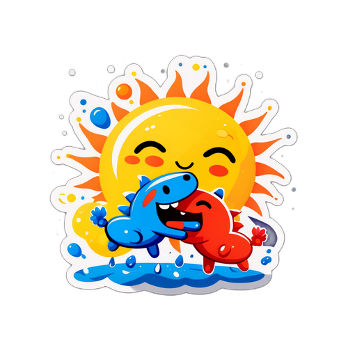Sticker Ceria Cuaca: Matahari dan Hujan