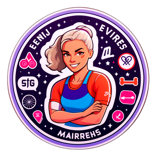 Sticker van Marijn de Vries met Sportieve Look