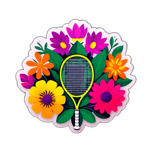 Un'Armoniosa Composizione di Fiori con Racchette da Tennis