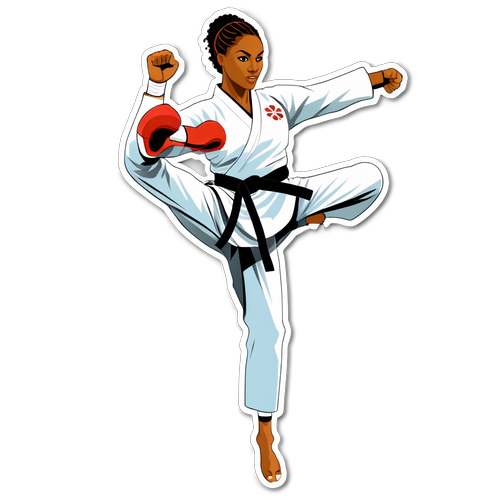 Le Choc Visuel: Djelika Diallo en Action - Le Sticker de Taekwondo Qui Vous Fera Bouger!