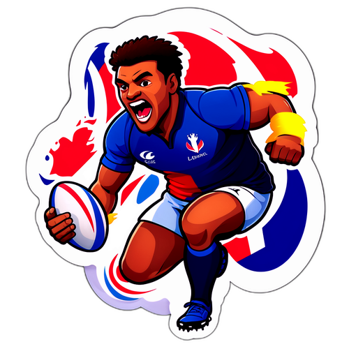 Rugby Speler in Actie voor Frankrijk vs. Australië