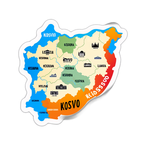 Kart over Kosovo med kulturelle landemerker