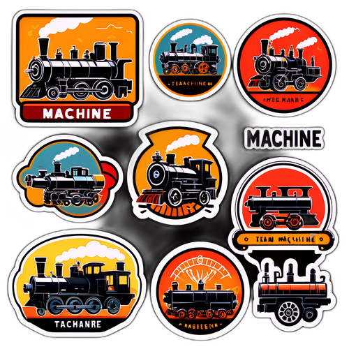 Retro průmyslové samolepky 'Steam Machine'