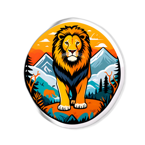 Sticker cu leu în sălbăticie