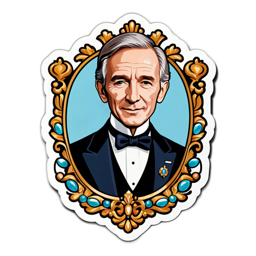 Un autocollant illustrant le luxe et l'héritage de Bernard Arnault avec des bijoux étincelants