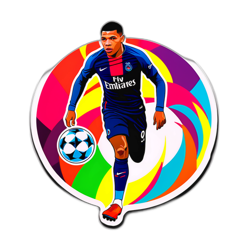 Design d'un ballon de football avec la silhouette de Kylian Mbappé