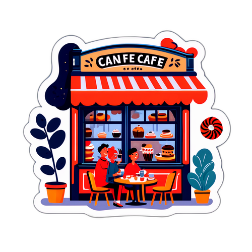 Rennes'teki Yerel Kafenin Eğlenceli Karikatürü